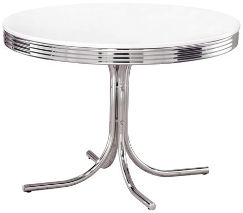 Buy Coaster Retro Round Dining Table White and Chrome Online at ...