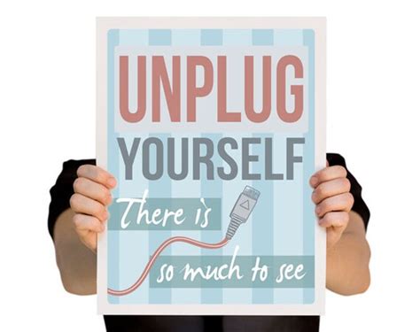 Items similar to Technology Wall Art Decor - Unplug Yourself Poster - 13 x 17- Blue and Pink ...