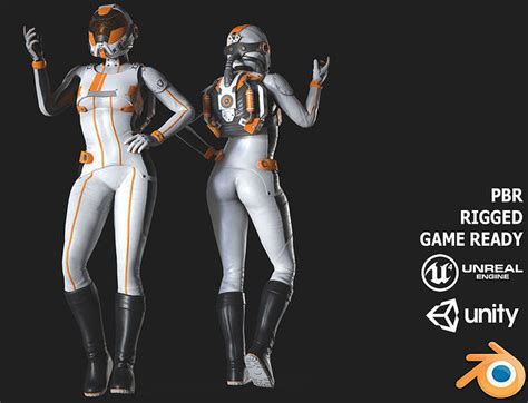 3D model FX01 Female Space Suit White LITE VERSION VR / AR / low-poly rigged | CGTrader