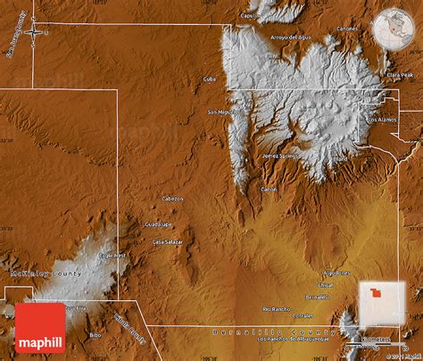 Physical Map of Sandoval County