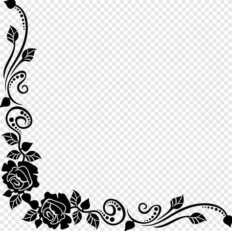 Flower Border Design Black And White Png | Best Flower Site