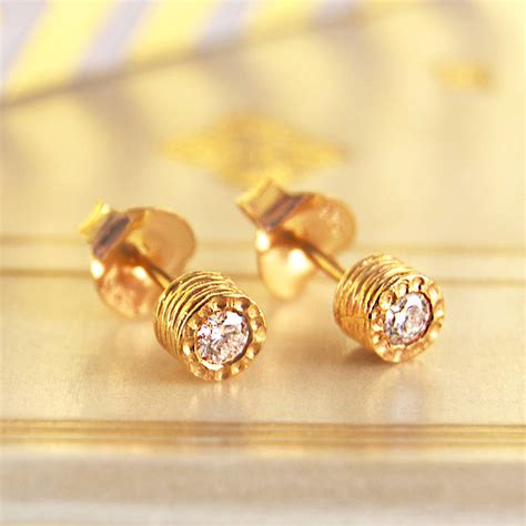 Diamond April Birthstone Rose/Gold Plated Earrings By Embers | notonthehighstreet.com