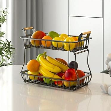 SimpleHouseware 2-Tier Countertop Fruit Basket Bowl Storage, Bronze ...