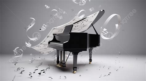 Music Notes Flying Out Of A Grand Piano Background, 3d Illustration ...