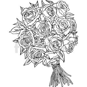 black and white rose bouquet vector clipart . Commercial use GIF, JPG, PNG, EPS, SVG, AI, PDF ...