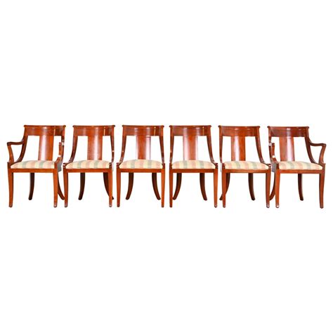 Baker Furniture Regency Cherry Wood Dining Chairs, Set of Six at 1stDibs