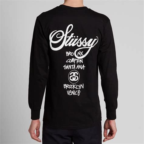 Stussy Long Sleeve World Tour Tee Black | END. (Europe)