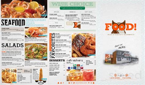 Hooters menu in Edmonton, Alberta, Canada