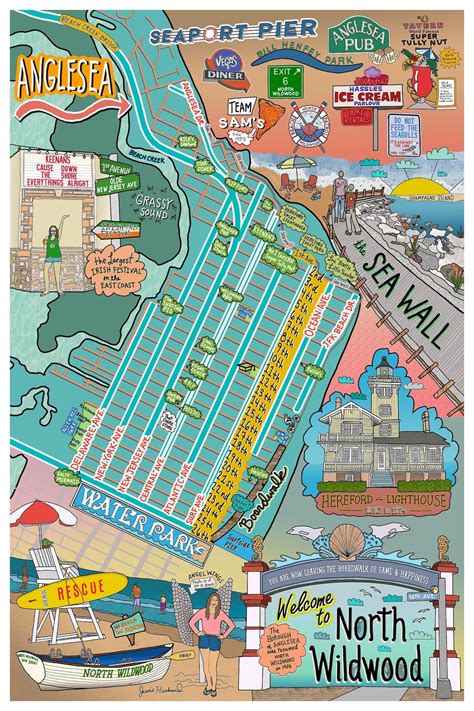 Map of North Wildwood, New Jersey, Beach Town, NJ Beaches customization ...