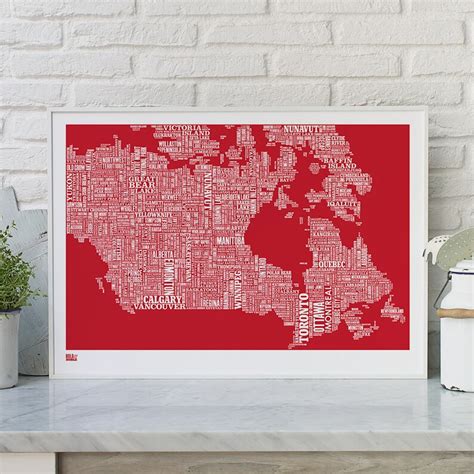 Canada Type Map Screen Print Canada Type Map Canada Word - Etsy