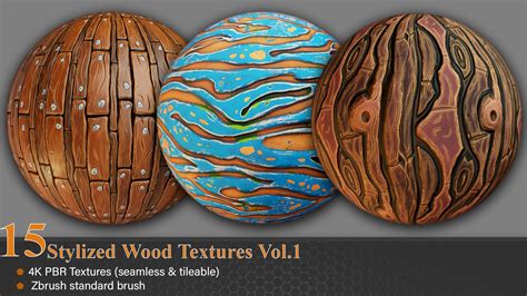 15 Stylized Wood Textures Vol.1 - FlippedNormals