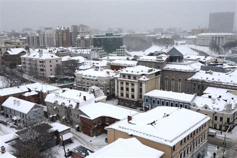 Skyline of Kazan in winter stock photo. Image of building - 209220108