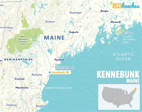 Map of Kennebunk, Maine - Live Beaches