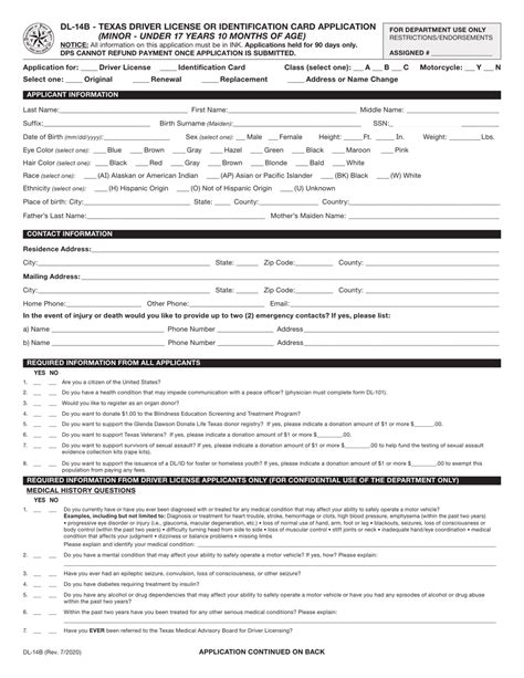 Texas Driver S License Fillable Form - Printable Forms Free Online