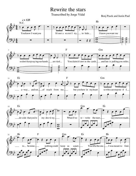 Print and download Rewrite the stars - Benj Pasek and Justin Paul. Sheet music for Piano. Made ...