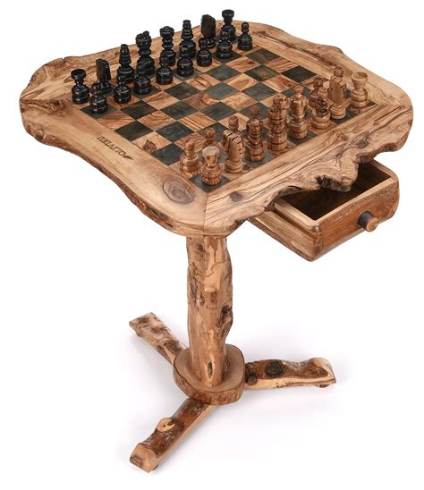 Buy OLIVIEU ~ INTELLIGENTE ~ Chess Table ~ 20 inch ~ Olive Wood Chess ...