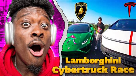 ISHOWSPEED LAMBORGHINI vs. CYBERTRUCK RACE REACTION - YouTube