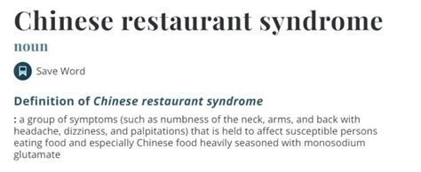 The Dictionary Definition of 'Chinese Restaurant Syndrome' is Total BS