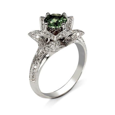 Sage 1.00 Carat Green Tsavorite Engagement Ring with Diamonds 0.76 ...