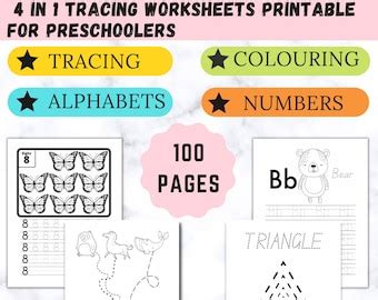 10 Tracing Worksheets Preschool Curriculum Printable - Etsy