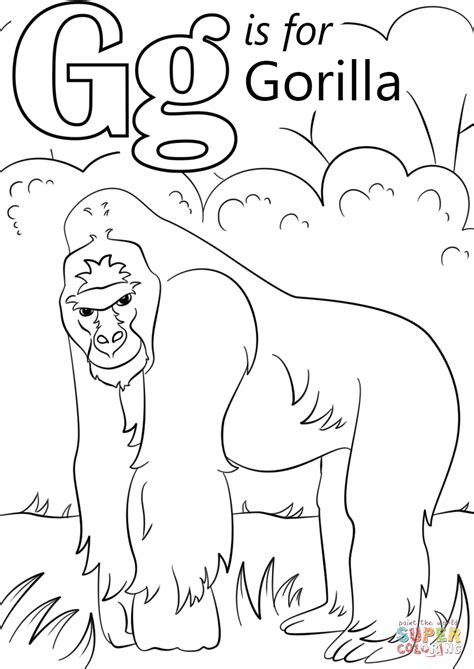 Letter G is for Gorilla coloring page from Letter G category. Select ...