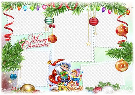 Christmas photo frame collage PSD, PNG