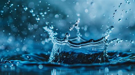 Wallpaper water, 4k, 5k wallpaper, splash, drops, close-up, macro, blue ...