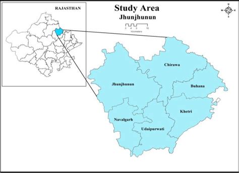 Tehsil wise map of Jhunjhunu district of arid Rajasthan | Download ...