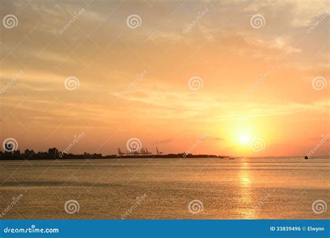 Famous sunset in Tamsui stock photo. Image of golden - 33839496