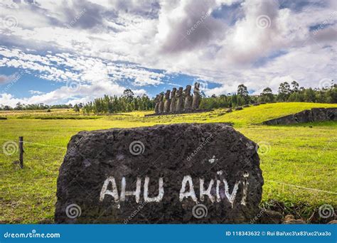 Ahu Akivi, Easter Island - July 12 2017: Moai Statues of Ahu Akivi Stock Photo - Image of chile ...