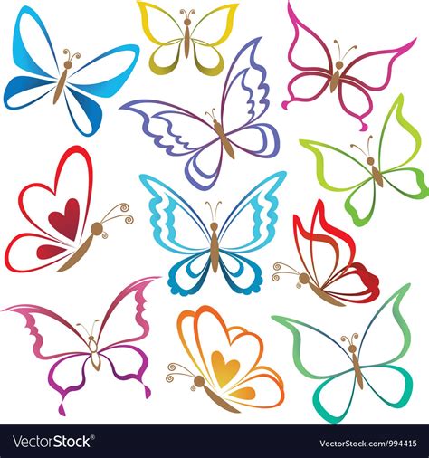 Set abstract butterflies Royalty Free Vector Image