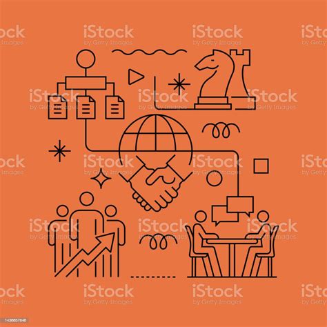 Business Cooperation Related Vector Banner Design Concept Modern Line ...