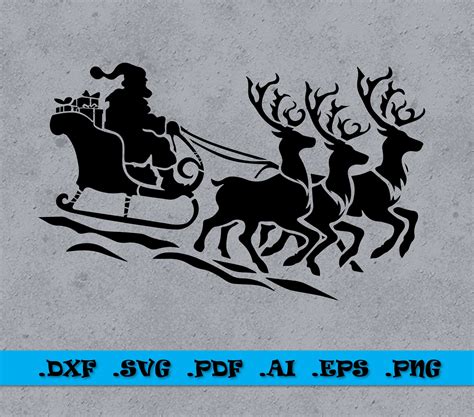 Santa's Sleigh Stencil SVG Christmas Decor, Window Painting, Wall Paint ...