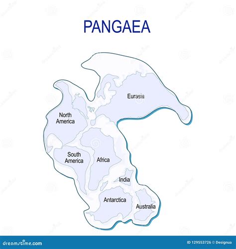 Map Of Pangaea With Borders Of Continents Template For Your Design Cartoon Vector ...