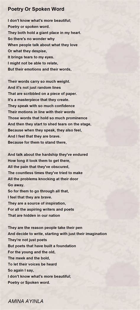 Poetry Or Spoken Word - Poetry Or Spoken Word Poem by AMINA AYINLA