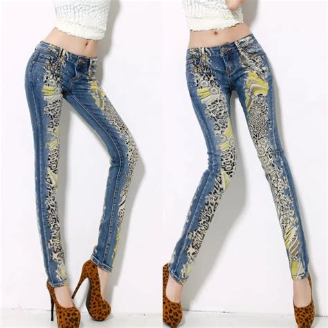 Autumn summer Fashion Women's Leopard printed Skinny Jeans , Female ...