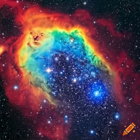 Star super cluster inside a rainbow nebula