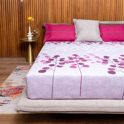 floral purple cotton double bedsheet