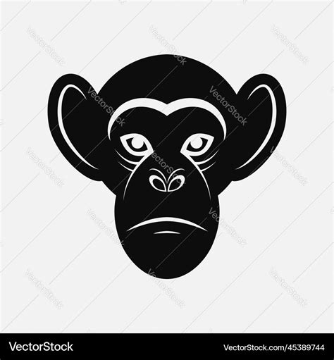 Monkey head logo icon black silhouette Royalty Free Vector