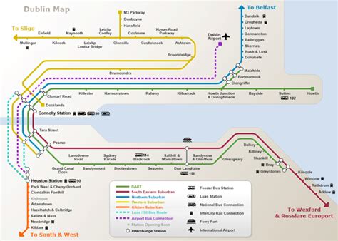 DART and Dublin Suburban Rail Map | Dublin map, Dublin, Metro map