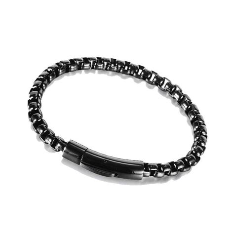 Black stainless steel chain bracelet | CF Jewelry