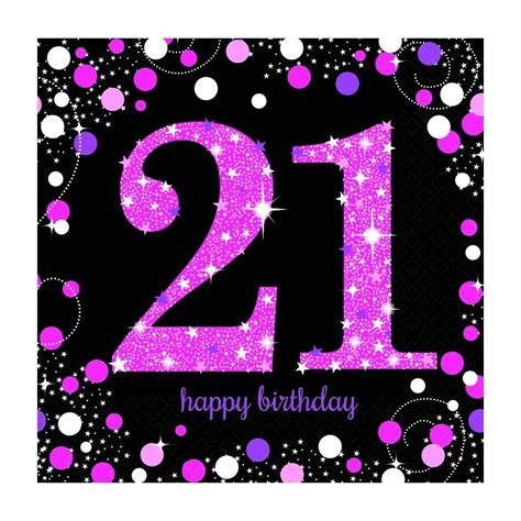 Sparkling Celebration Happy 21st Birthday Lunch Napkins 16 Pack - Pink | BIG W