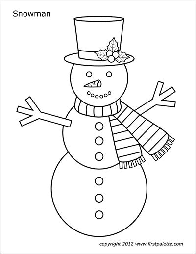 Snowman | Free Printable Templates & Coloring Pages | FirstPalette.com