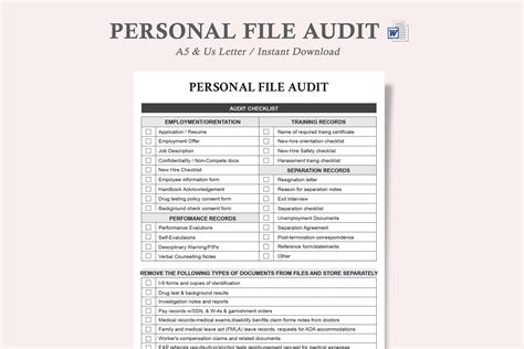 Personnel File Audit Checklist Fillable Form - Printable Forms Free Online