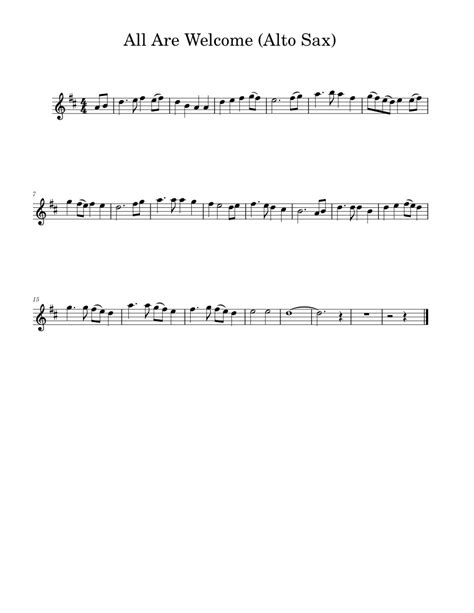 All Are Welcome (Alto Sax) Sheet music for Saxophone alto (Solo) | Musescore.com