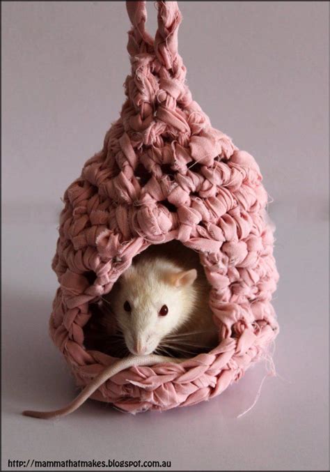 DIY Crocheted Rodent Residence From Upcycled Sheets | Diy rat toys, Pet mice, Rat toys