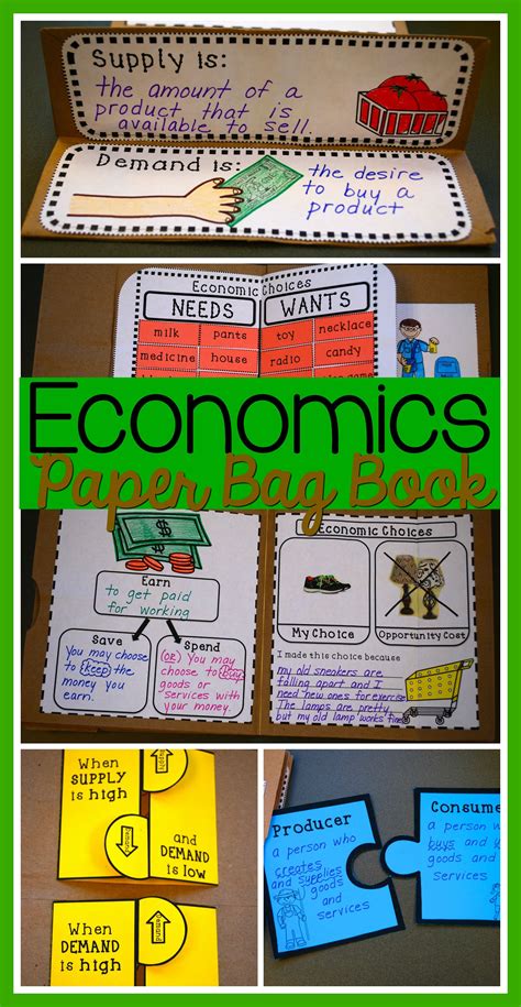 Students make a book about economics using paper bags. Covers basic ...