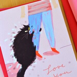 Love Bites Funny Cat Card From the Cat Love You Cat Card Cat Mom Cat Dad Card - Etsy