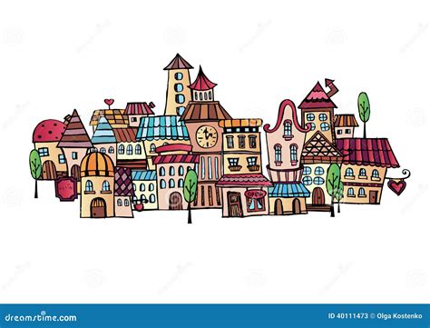 Cartoon Vector Drawing Town Stock Vector - Image: 40111473