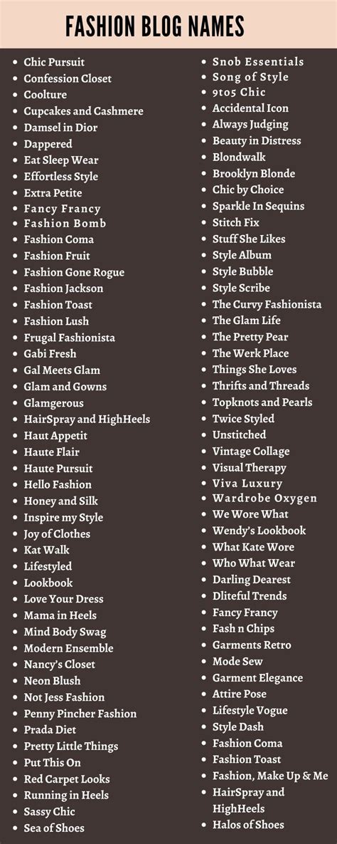 Creative Fashion Blog Name Ideas - conscientiouscamera